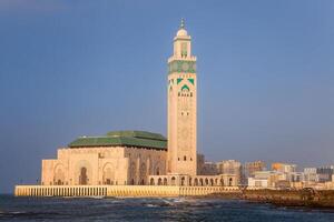 Mosque of hassan II and the sea in casablanca, morocco. photo