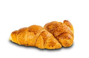 Freshly prepared homemade croissants isolated on white background with clipping path. photo