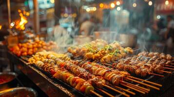 AI generated A lively shot capturing a person enjoying a delicious street food meal photo