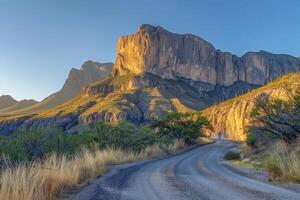 AI generated Scenic mountain road in Texas photo