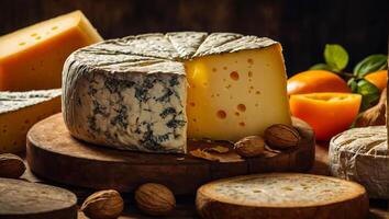 AI generated Beautiful appetizing cheese close-up photo