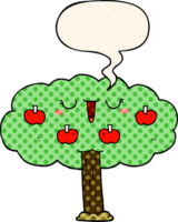 cartoon apple tree and speech bubble in comic book style png