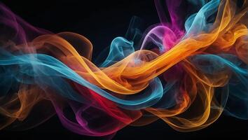 AI generated Abstract colorful smoke on black background photo