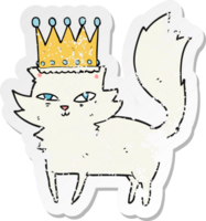retro distressed sticker of a cartoon posh cat png