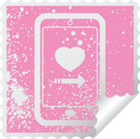 dating app on cell phone graphic distressed sticker illustration icon png