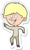 sticker of a cartoon happy pointing man png