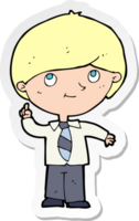 sticker of a cartoon boy with idea png