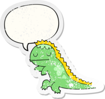 cartoon dinosaur with speech bubble distressed distressed old sticker png