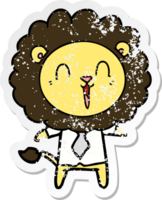 vinheta angustiada de um desenho animado de leão rindo png