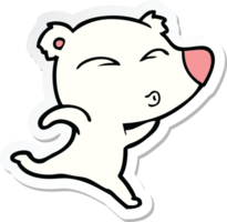 pegatina de un oso polar silbando de dibujos animados png