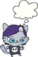 cartoon tough cat girl with thought bubble png