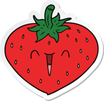 klistermärke av en glad tecknad jordgubbe png
