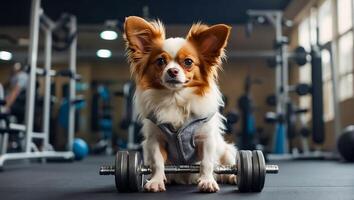 AI generated cute dog in the gym photo