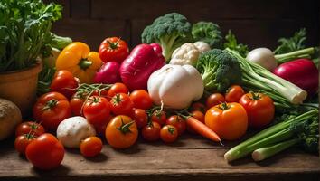AI generated Fresh assorted farm vegetables photo