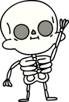 cartoon of a friendly skeleton waving png