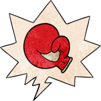 boxing glove cartoon with speech bubble in retro texture style png