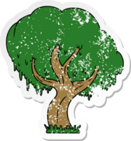 mano disegnato afflitto etichetta cartone animato scarabocchio di un' verde albero png