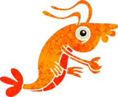 retro illustration style quirky cartoon crayfish png