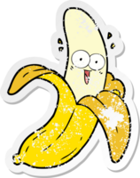 vinheta angustiada de uma banana feliz louca de desenho animado png
