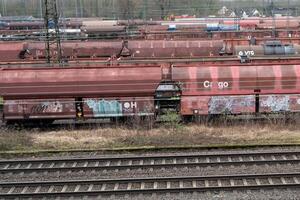 large railroad freight station in germany photo