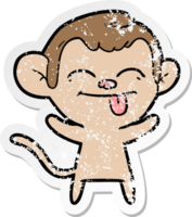 distressed sticker of a funny cartoon monkey png