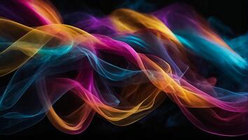 AI generated Abstract colorful smoke on black background photo