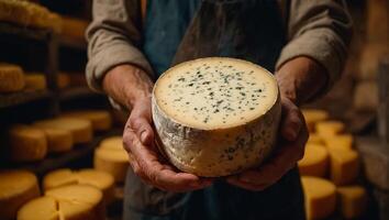 AI generated Man's hands with cheese photo