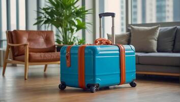 AI generated Beautiful suitcase in the apartment photo