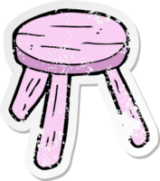 pegatina retro angustiada de un taburete rosa de dibujos animados png