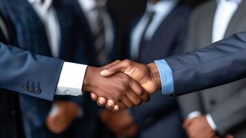 AI generated Close-up handshake between two business professionals photo