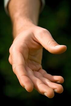 AI generated Outstretched hand ready to help or receive in daylight photo