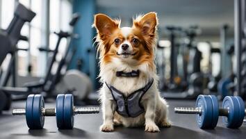 AI generated cute dog in the gym photo