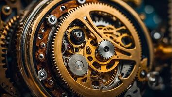 AI generated clock mechanism close up photo