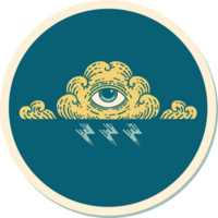 sticker of tattoo in traditional style of an all seeing eye cloud png