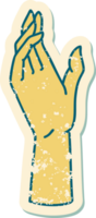 iconisch verontrust sticker tatoeëren stijl beeld van een hand- png