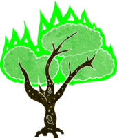 cartoon spooky burning tree png