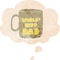 worlds best dad mug with thought bubble in grunge distressed retro textured style png