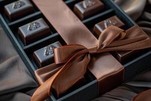 AI generated Luxury set of chocolate candies in a gift box photo