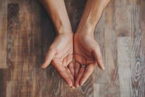 AI generated Close-up of open hands offering support photo