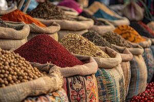 AI generated Spices for sale at the bazaar photo