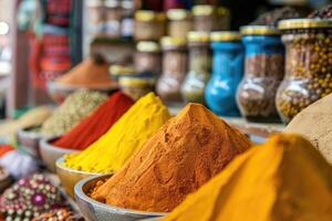 AI generated Spices for sale at the bazaar photo