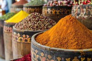 AI generated Spices for sale at the bazaar photo