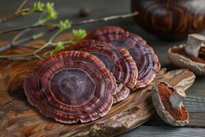 AI generated Chinese medicine, China Ganoderma, mushroom photo