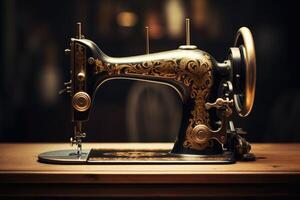 AI generated Vintage Sewing Machine. photo