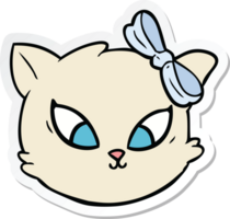 sticker of a cute cartoon cat with bow png