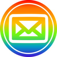 Busta lettera circolare icona con arcobaleno pendenza finire png