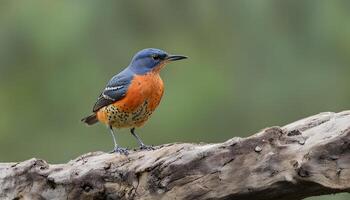 AI generated a small bird is perched on a branch photo