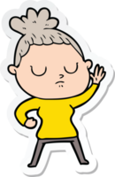 sticker of a cartoon calm woman png