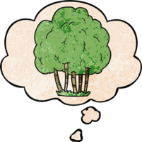 tecknad serie träd med trodde bubbla i grunge textur stil png