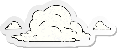 hand drawn distressed sticker cartoon doodle of white large clouds png